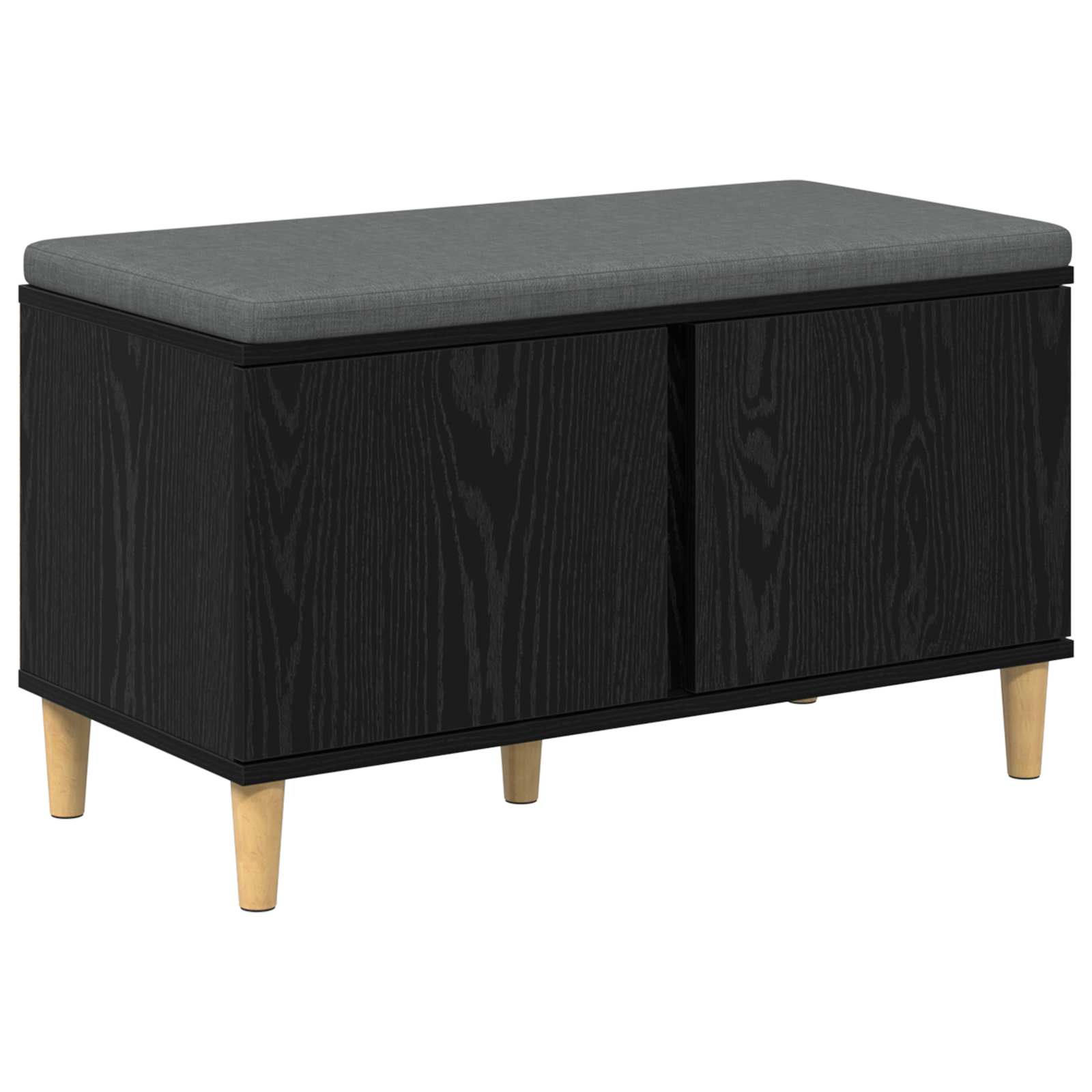Panca per ingresso con cuscino Rovere Nero 80 x 38 x 46 cm