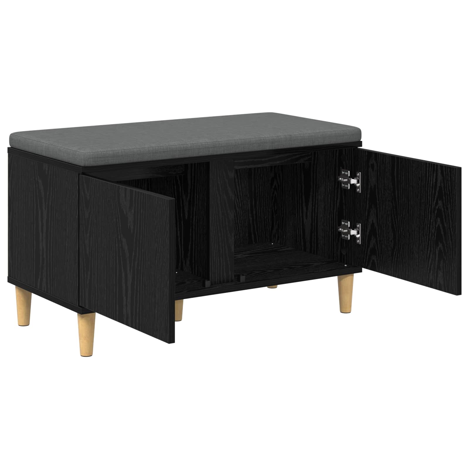 Panca per ingresso con cuscino Rovere Nero 80 x 38 x 46 cm