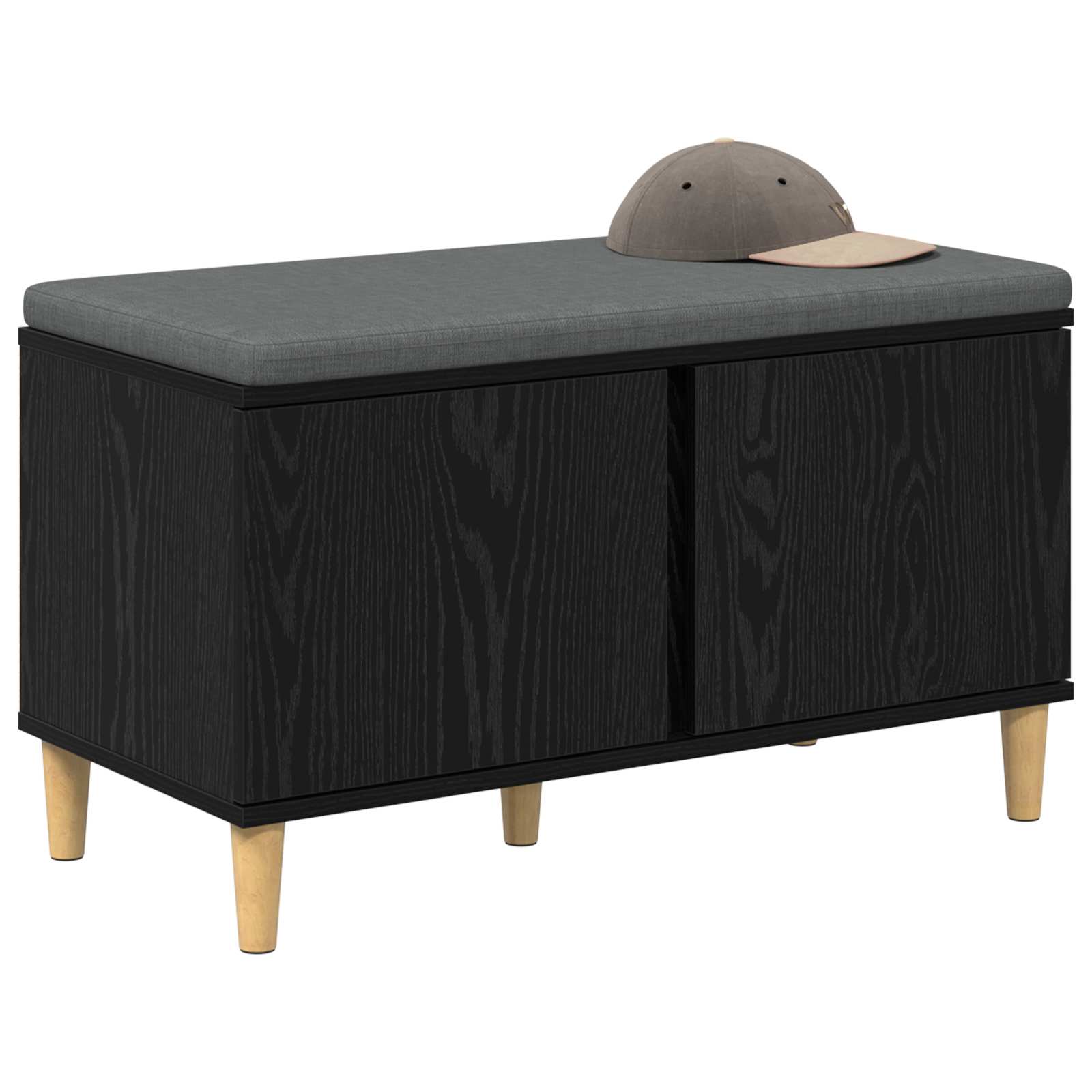 Panca per ingresso con cuscino Rovere Nero 80 x 38 x 46 cm