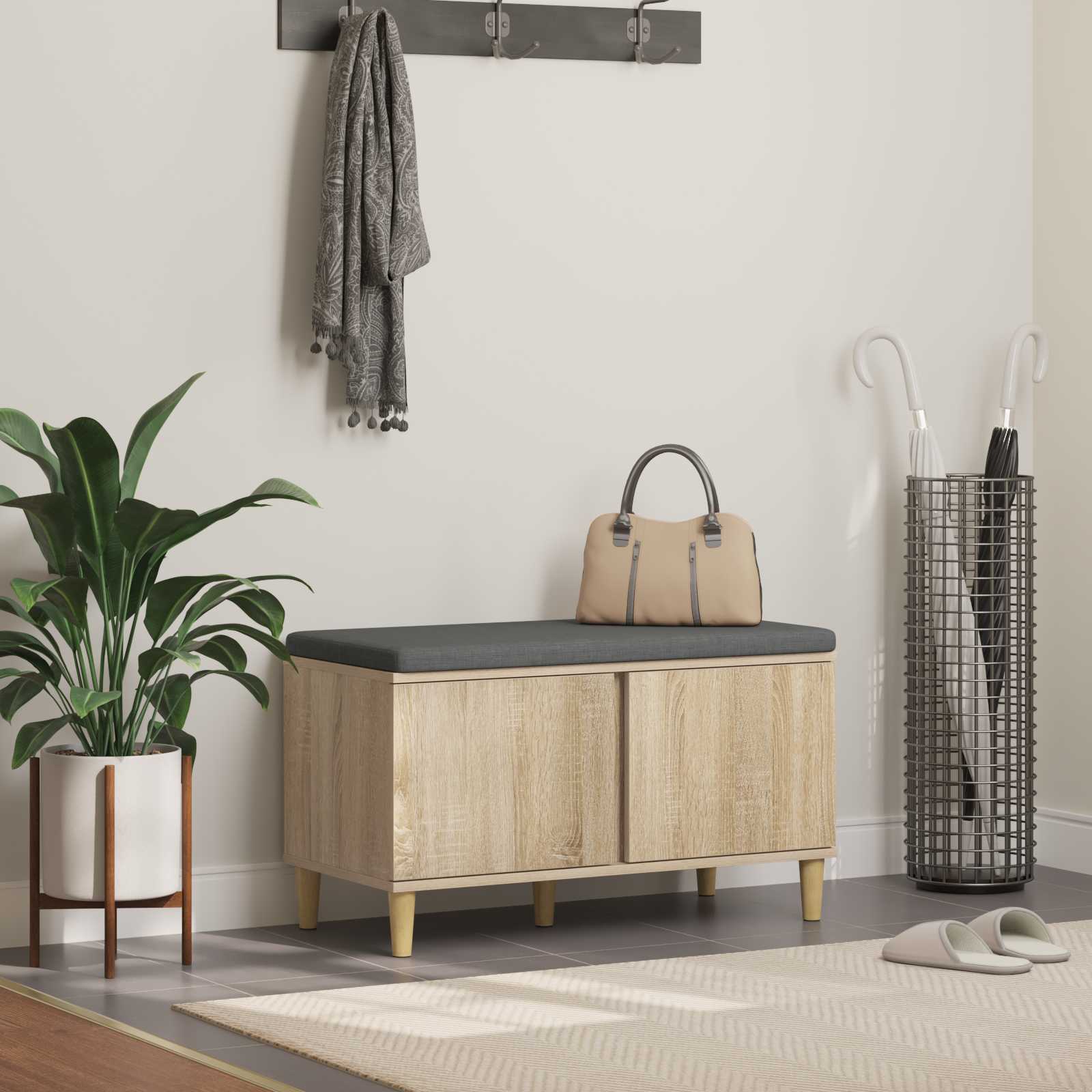 Panca per ingresso con cuscino Rovere Sonoma 80 x 38 x 46 cm