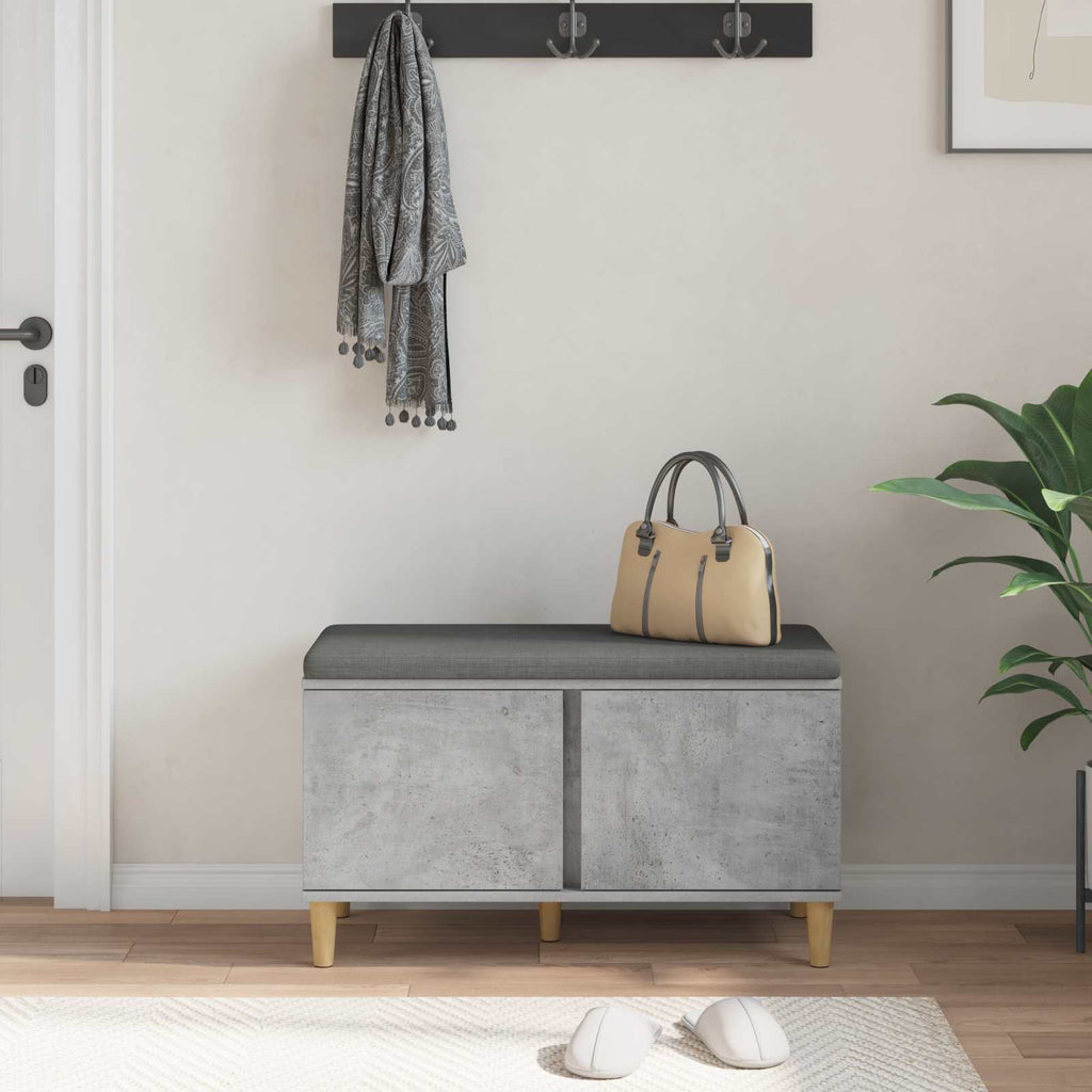 Panca per ingresso con cuscino Grigio Cemento 80 x 38 x 46 cm