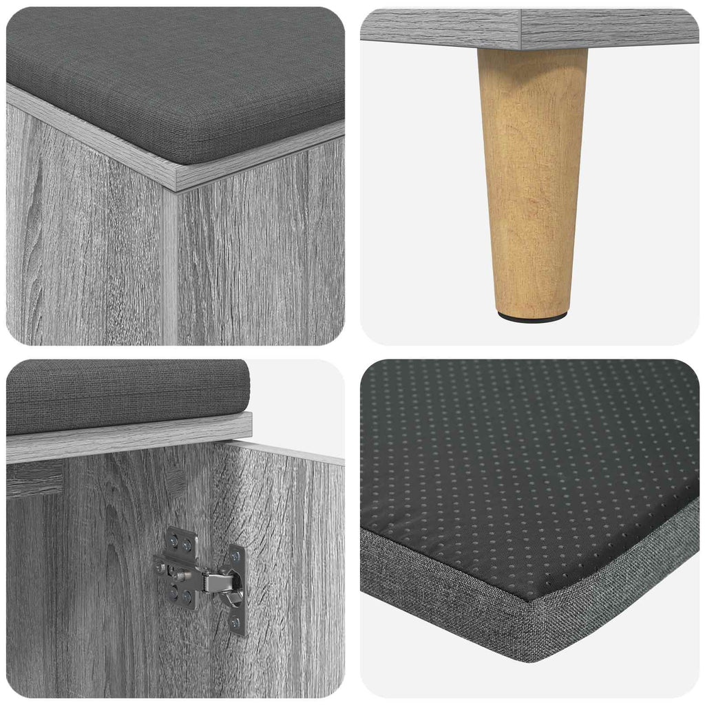 Panca per ingresso con cuscino Sonoma grigia 80 x 38 x 46 cm