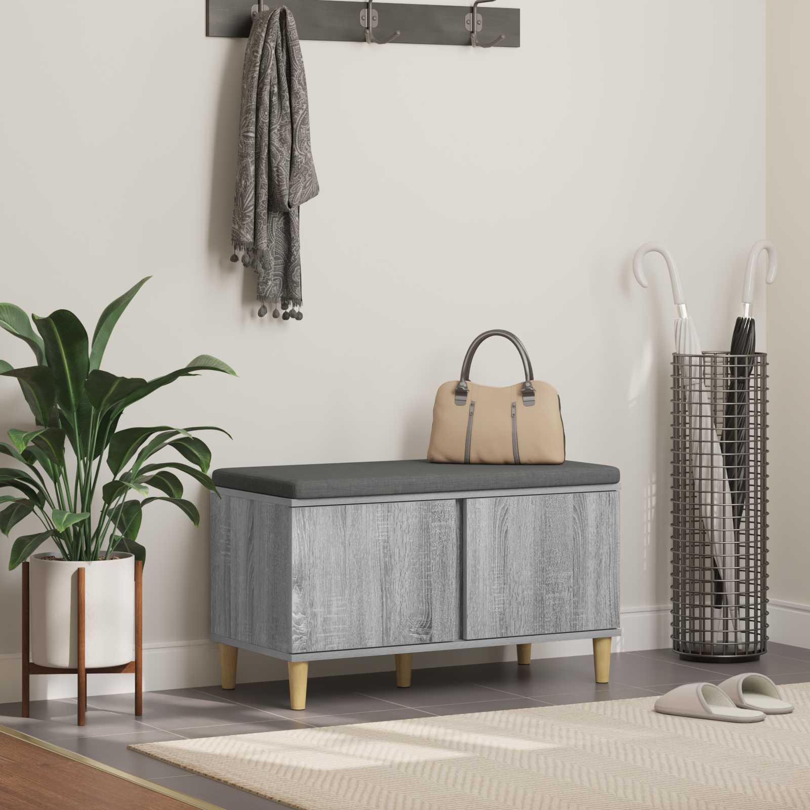 Panca per ingresso con cuscino Sonoma grigia 80 x 38 x 46 cm