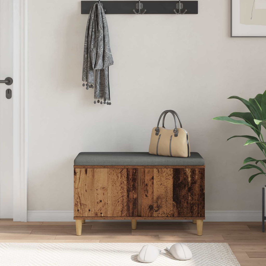 Panca per ingresso con cuscino Legno vecchio 80 x 38 x 46 cm