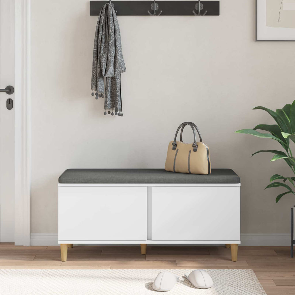 Panca per ingresso con cuscino Bianco 100 x 38 x 46 cm