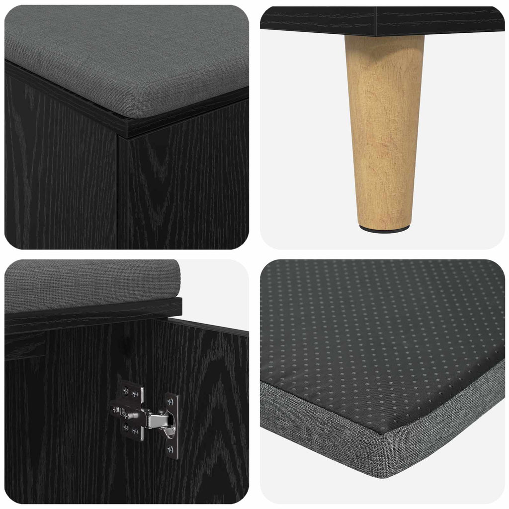 Panca per ingresso con cuscino Rovere Nero 100 x 38 x 46 cm