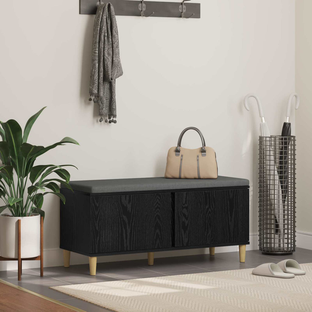 Panca per ingresso con cuscino Rovere Nero 100 x 38 x 46 cm