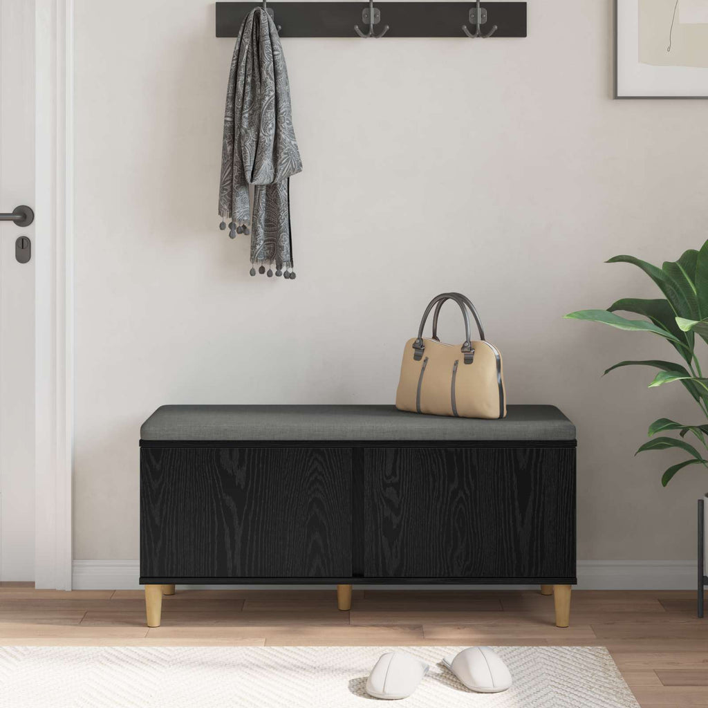 Panca per ingresso con cuscino Rovere Nero 100 x 38 x 46 cm