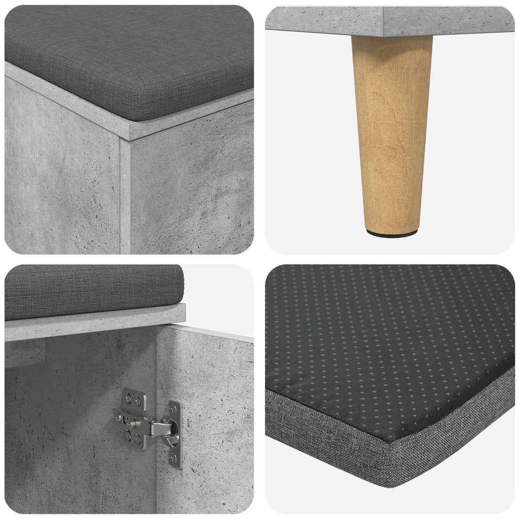 Panca per ingresso con cuscino Grigio Cemento 100 x 38 x 46 cm
