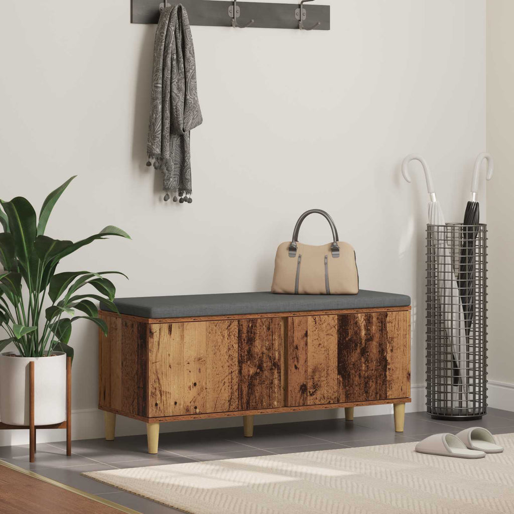 Panca per ingresso con cuscino Legno vecchio 100 x 38 x 46 cm