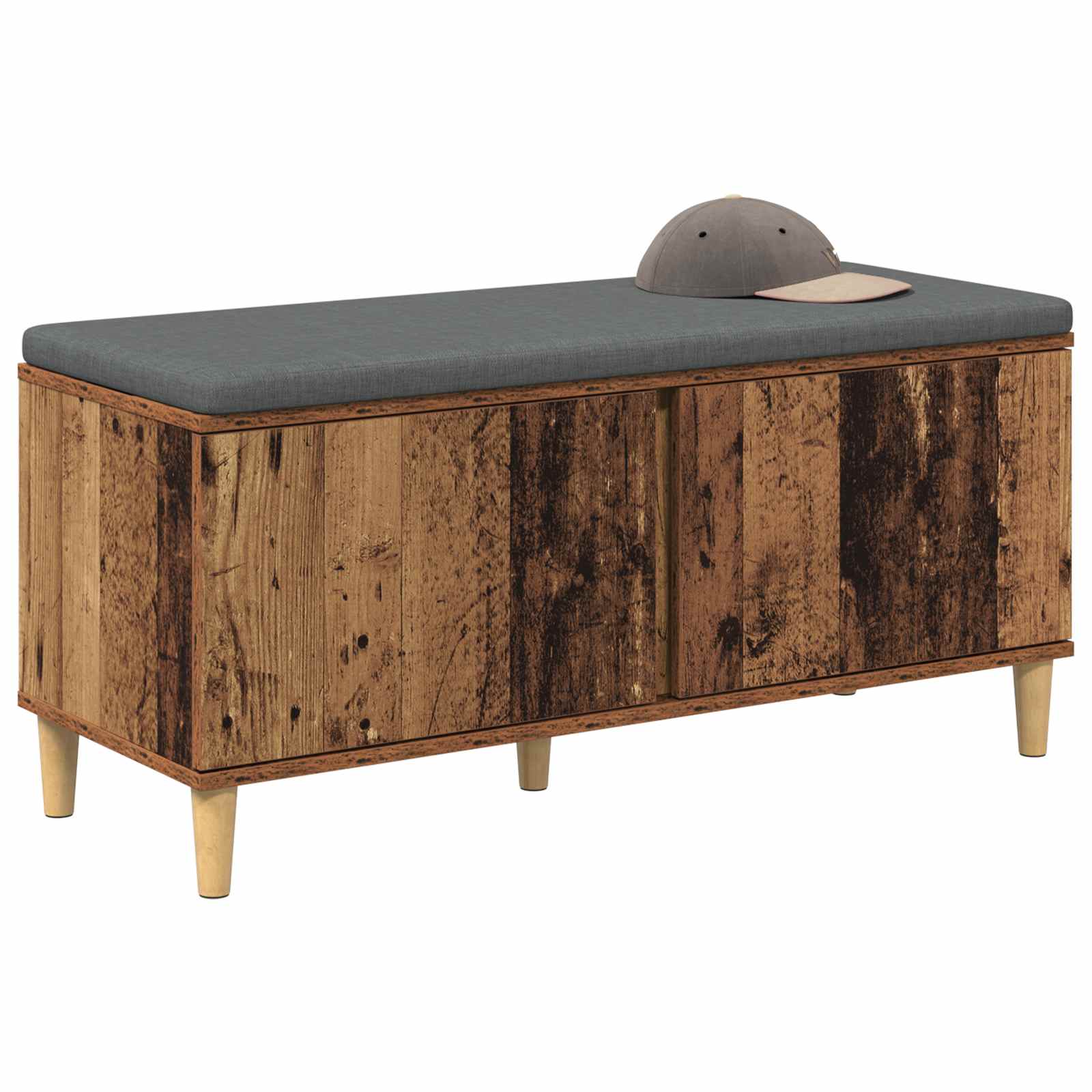 Panca per ingresso con cuscino Legno vecchio 100 x 38 x 46 cm
