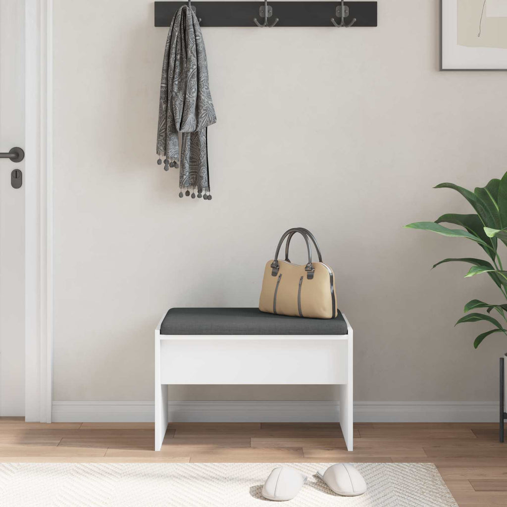 Panca per ingresso con cuscino Bianco 63 x 38 x 40 cm