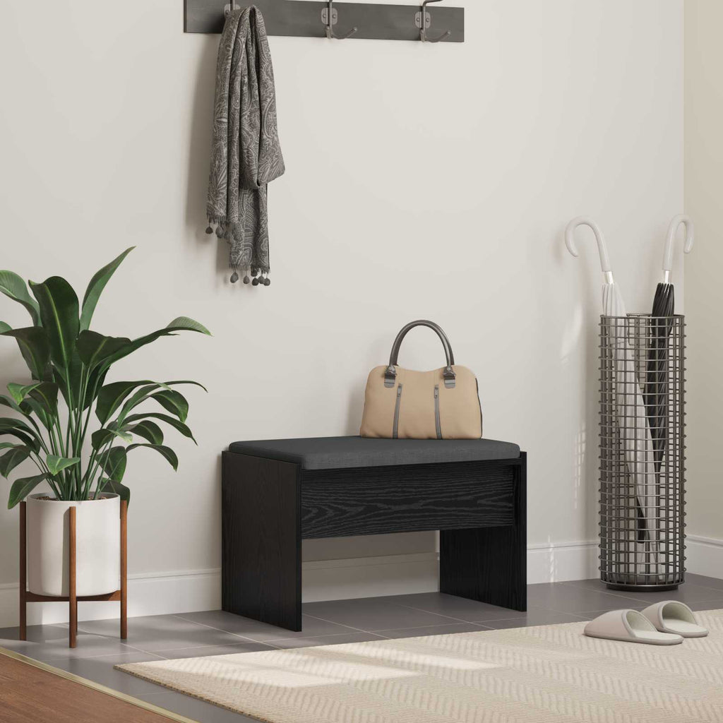 Panca per ingresso con cuscino Rovere Nero 63 x 38 x 40 cm