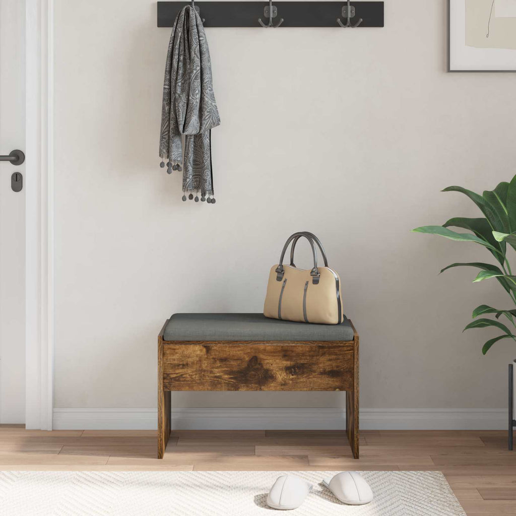 Panca per ingresso con cuscino Rovere fumé 63 x 38 x 40 cm