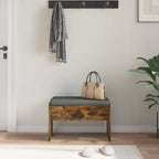 Panca per ingresso con cuscino Rovere fumé 63 x 38 x 40 cm