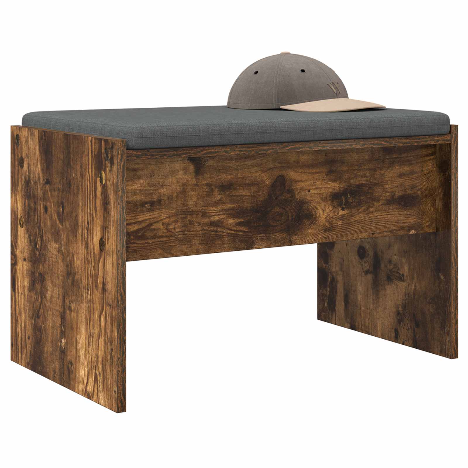 Panca per ingresso con cuscino Rovere fumé 63 x 38 x 40 cm