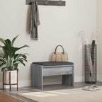 Panca per ingresso con cuscino Grigio Sonoma 63 x 38 x 40 cm