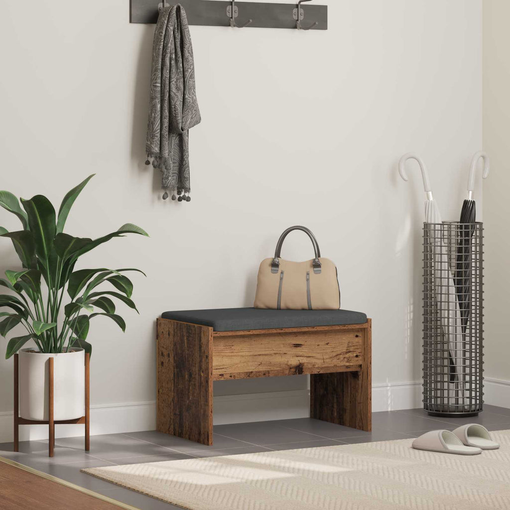 Panca per ingresso con cuscino Legno vecchio 63 x 38 x 40 cm