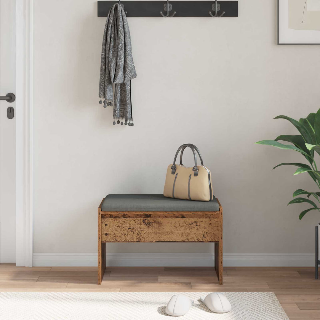 Panca per ingresso con cuscino Legno vecchio 63 x 38 x 40 cm