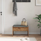 Panca per ingresso con cuscino Legno vecchio 63 x 38 x 40 cm