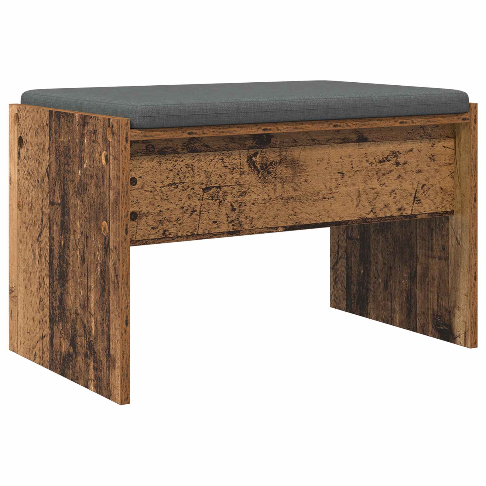Panca per ingresso con cuscino Legno vecchio 63 x 38 x 40 cm