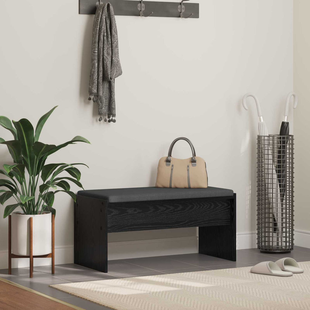 Panca per ingresso con cuscino Rovere Nero 83 x 38 x 40 cm