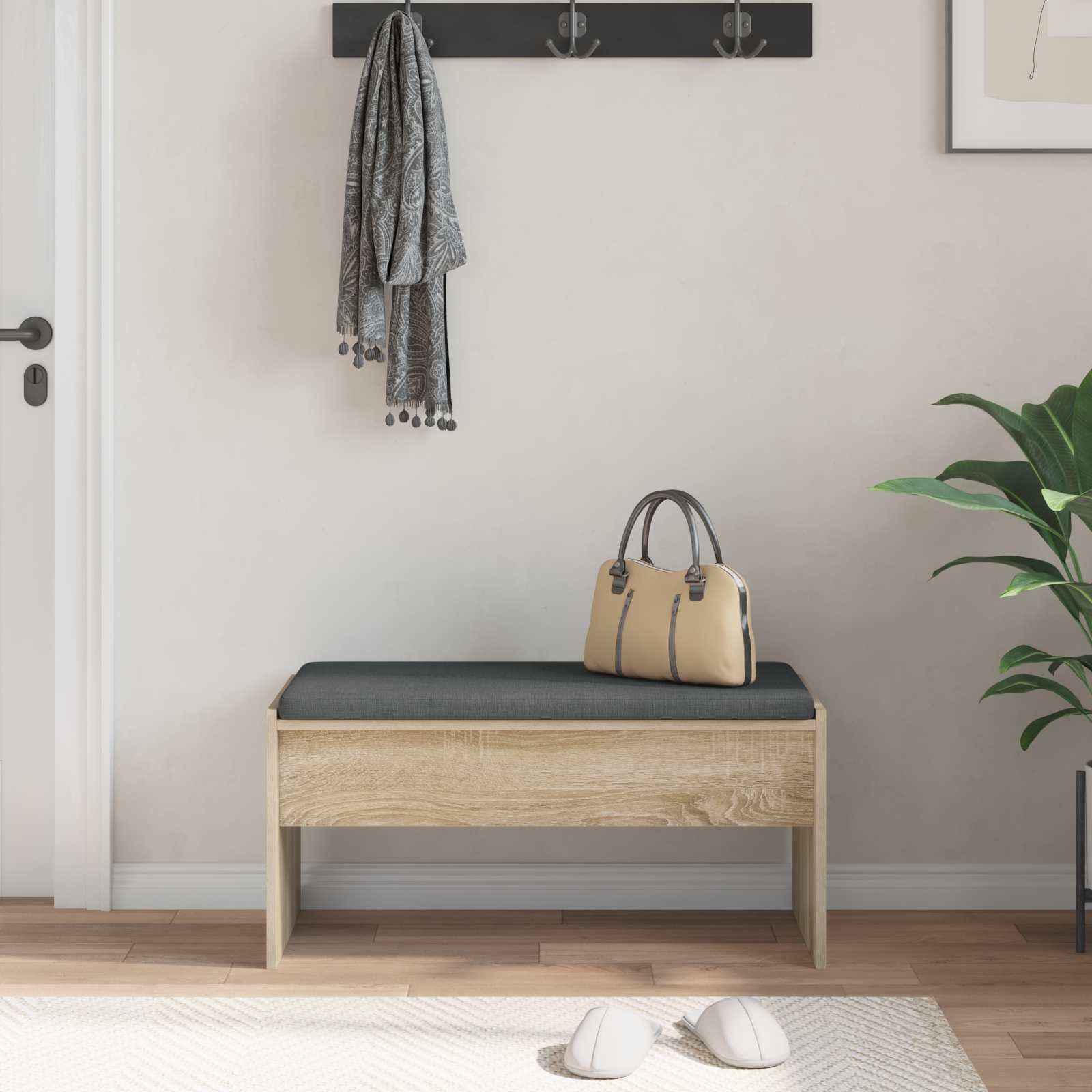 Panca per ingresso con cuscino Rovere Sonoma 83 x 38 x 40 cm