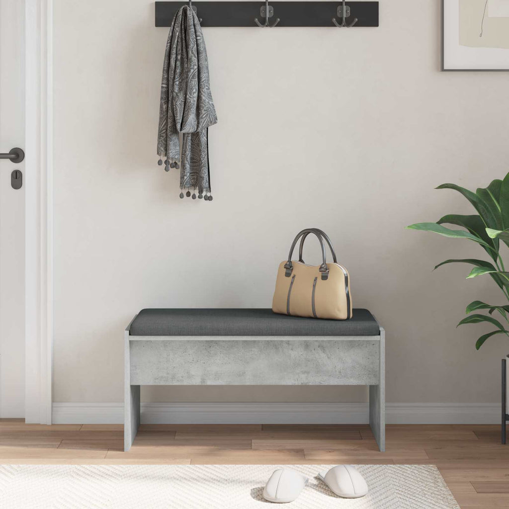 Panca per ingresso con cuscino Grigio cemento 83 x 38 x 40 cm
