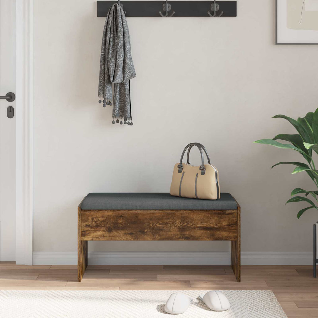 Panca per ingresso con cuscino Rovere fumé 83 x 38 x 40 cm