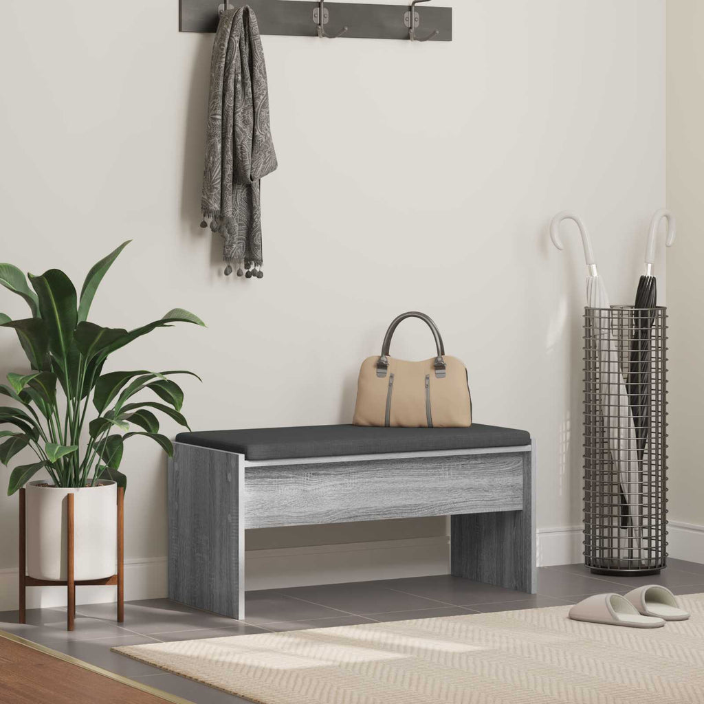 Panca per ingresso con cuscino Grigio Sonoma 83 x 38 x 40 cm