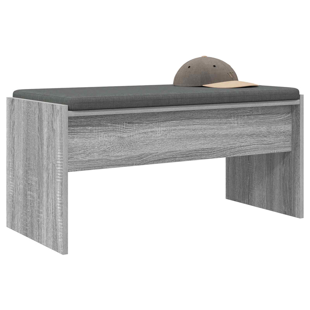 Panca per ingresso con cuscino Grigio Sonoma 83 x 38 x 40 cm