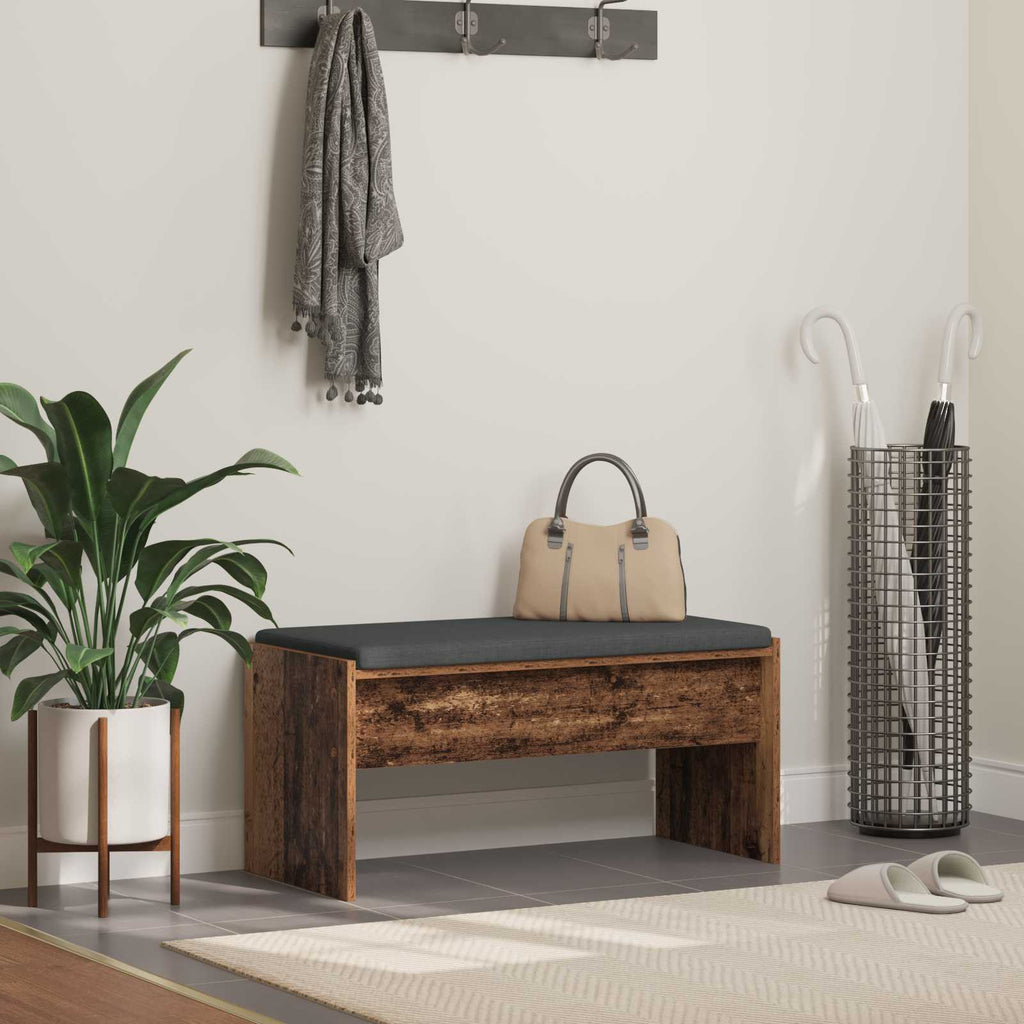 Panca per ingresso con cuscino Legno vecchio 83 x 38 x 40 cm