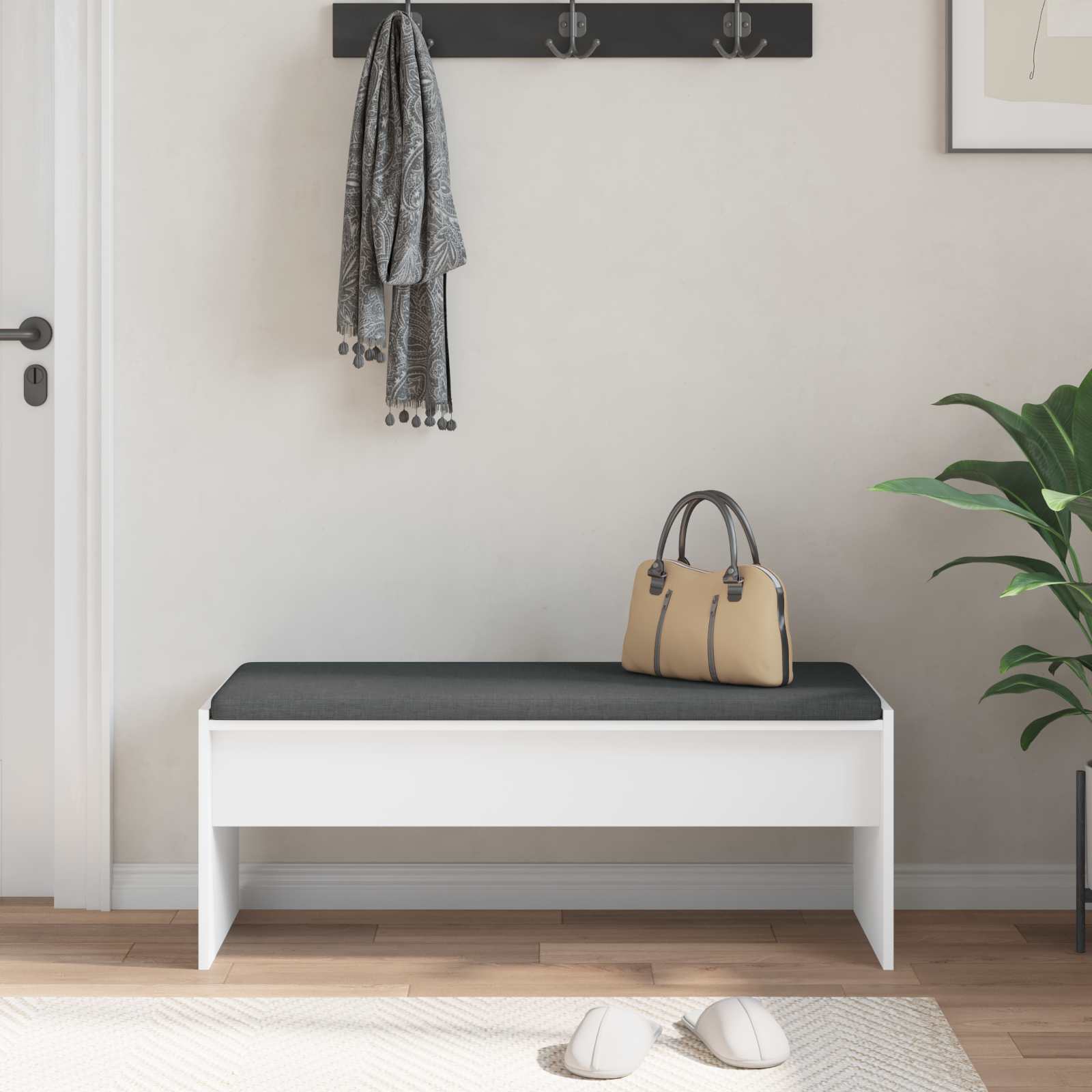 Panca per ingresso con cuscino Bianco 103 x 38 x 40 cm