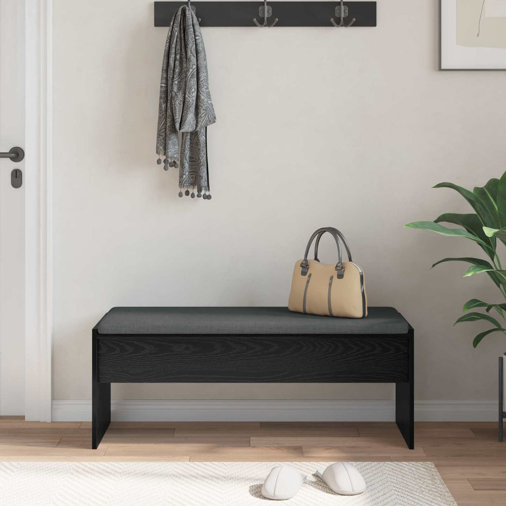 Panca per ingresso con cuscino Rovere Nero 103 x 38 x 40 cm