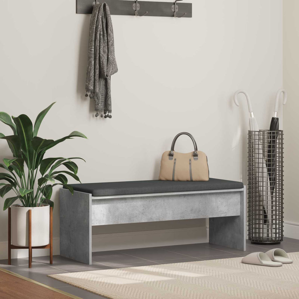 Panca per ingresso con cuscino Grigio cemento 103 x 38 x 40 cm