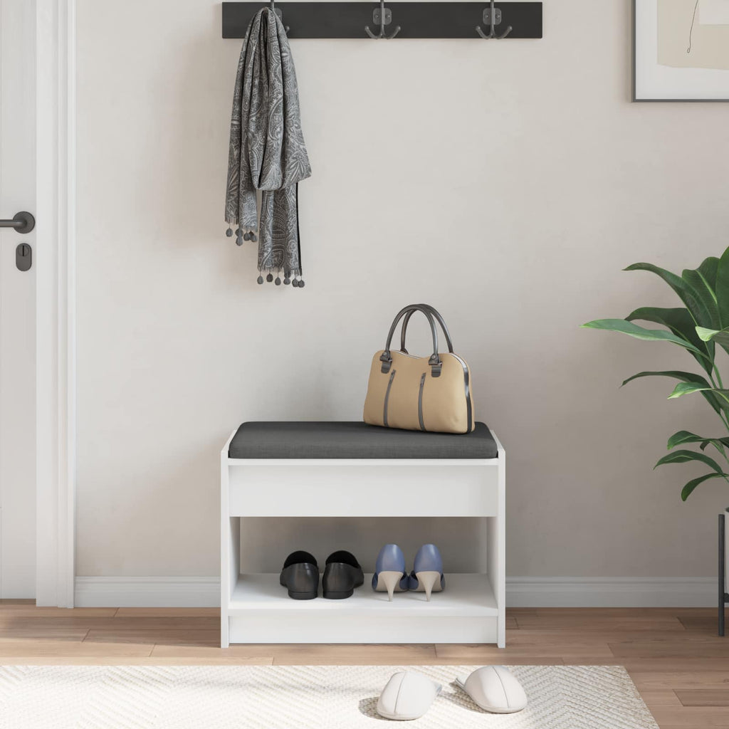 Panca per ingresso con cuscino Bianco 63 x 38 x 45 cm