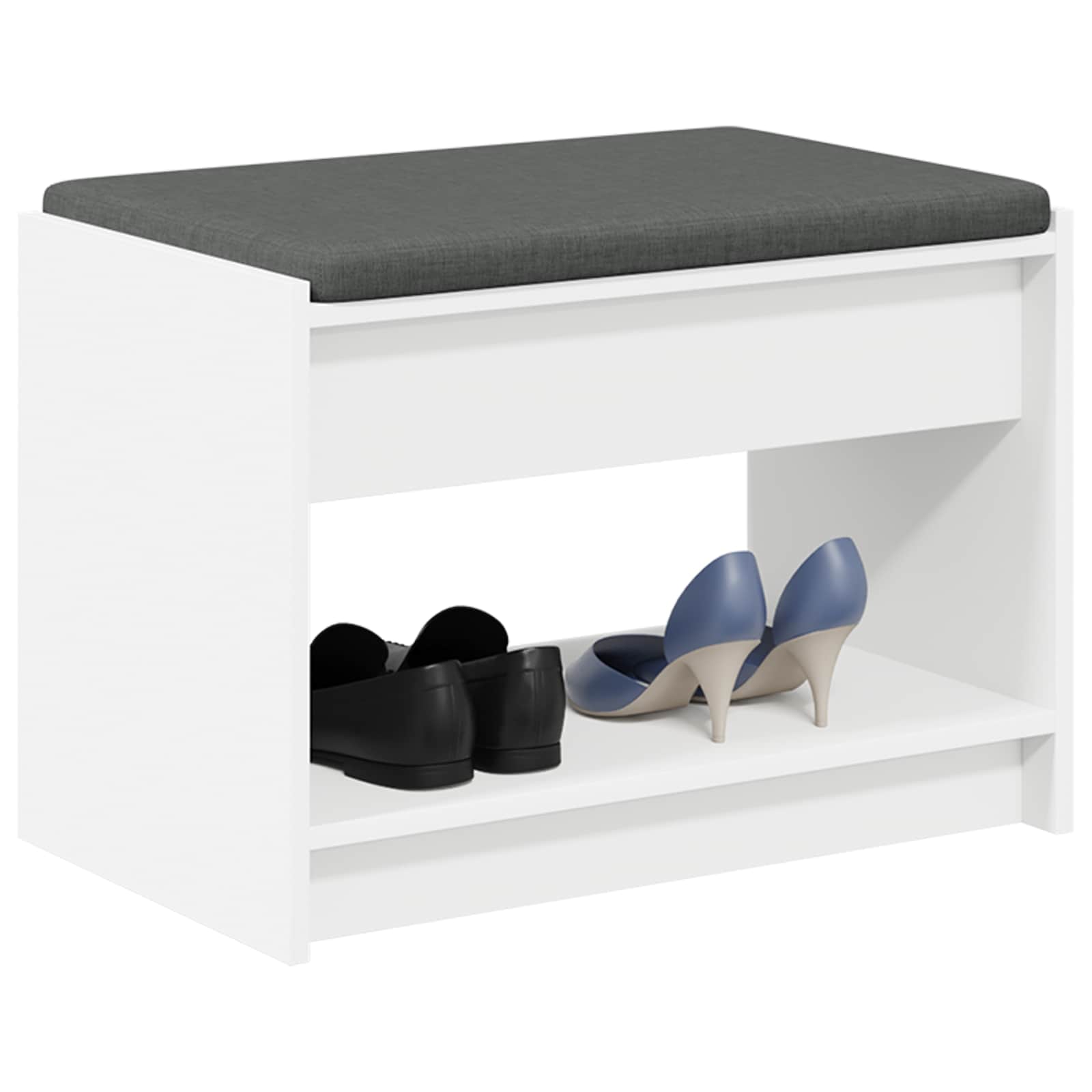 Panca per ingresso con cuscino Bianco 63 x 38 x 45 cm