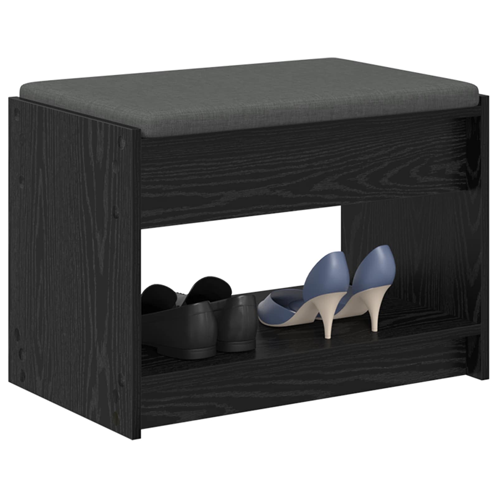 Panca per ingresso con cuscino Rovere Nero 63 x 38 x 45 cm