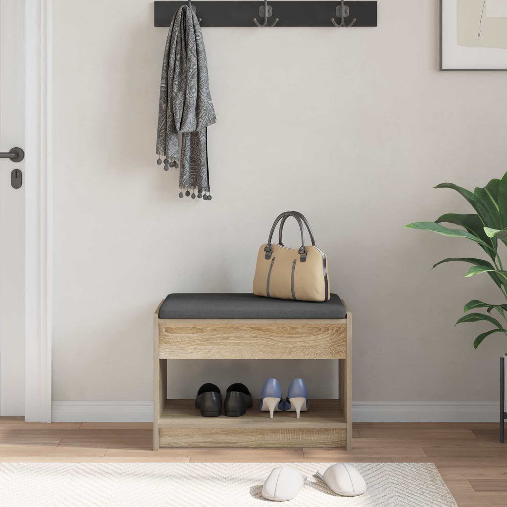 Panca per ingresso con cuscino Rovere Sonoma 63 x 38 x 45 cm
