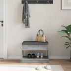 Panca per ingresso con cuscino Grigio Cemento 63 x 38 x 45 cm
