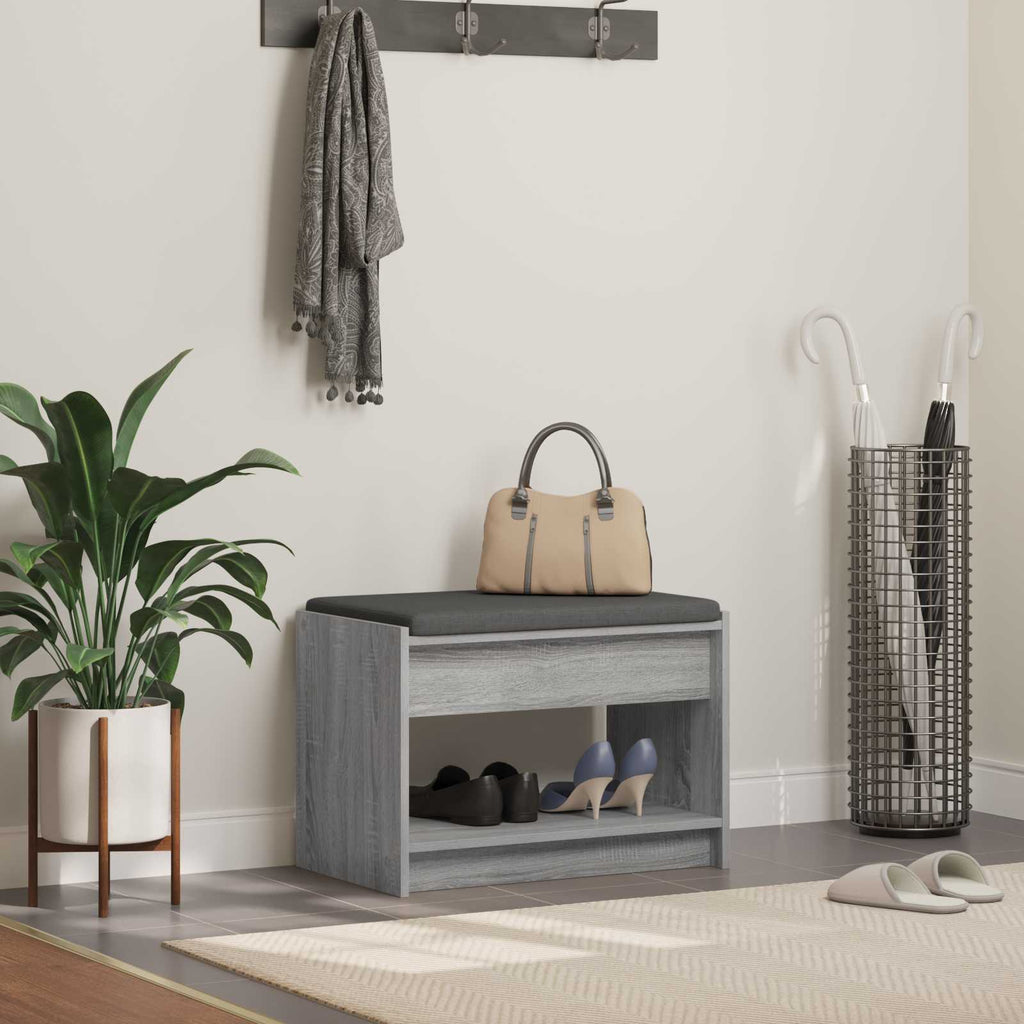 Panca per ingresso con cuscino Sonoma grigia 63 x 38 x 45 cm