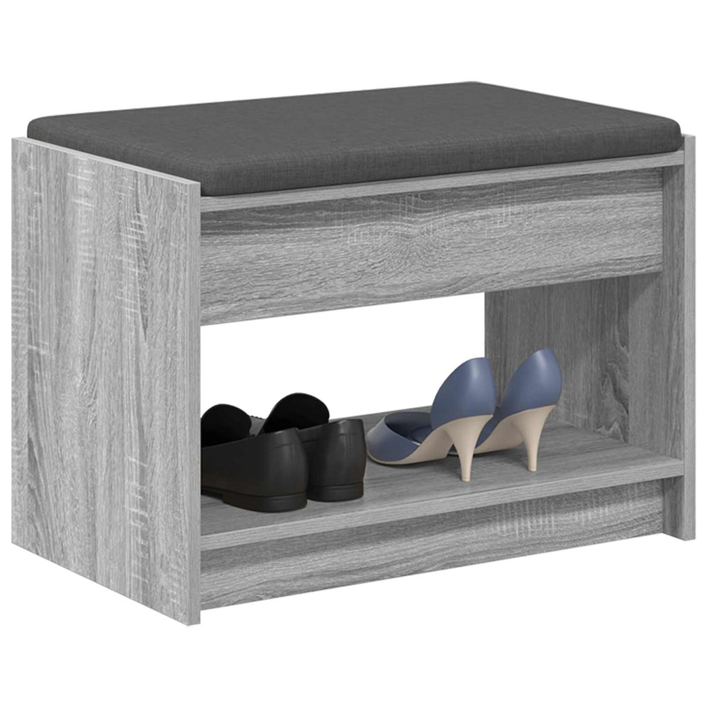Panca per ingresso con cuscino Sonoma grigia 63 x 38 x 45 cm
