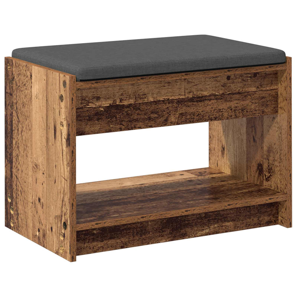 Panca per ingresso con cuscino Legno vecchio 63 x 38 x 45 cm
