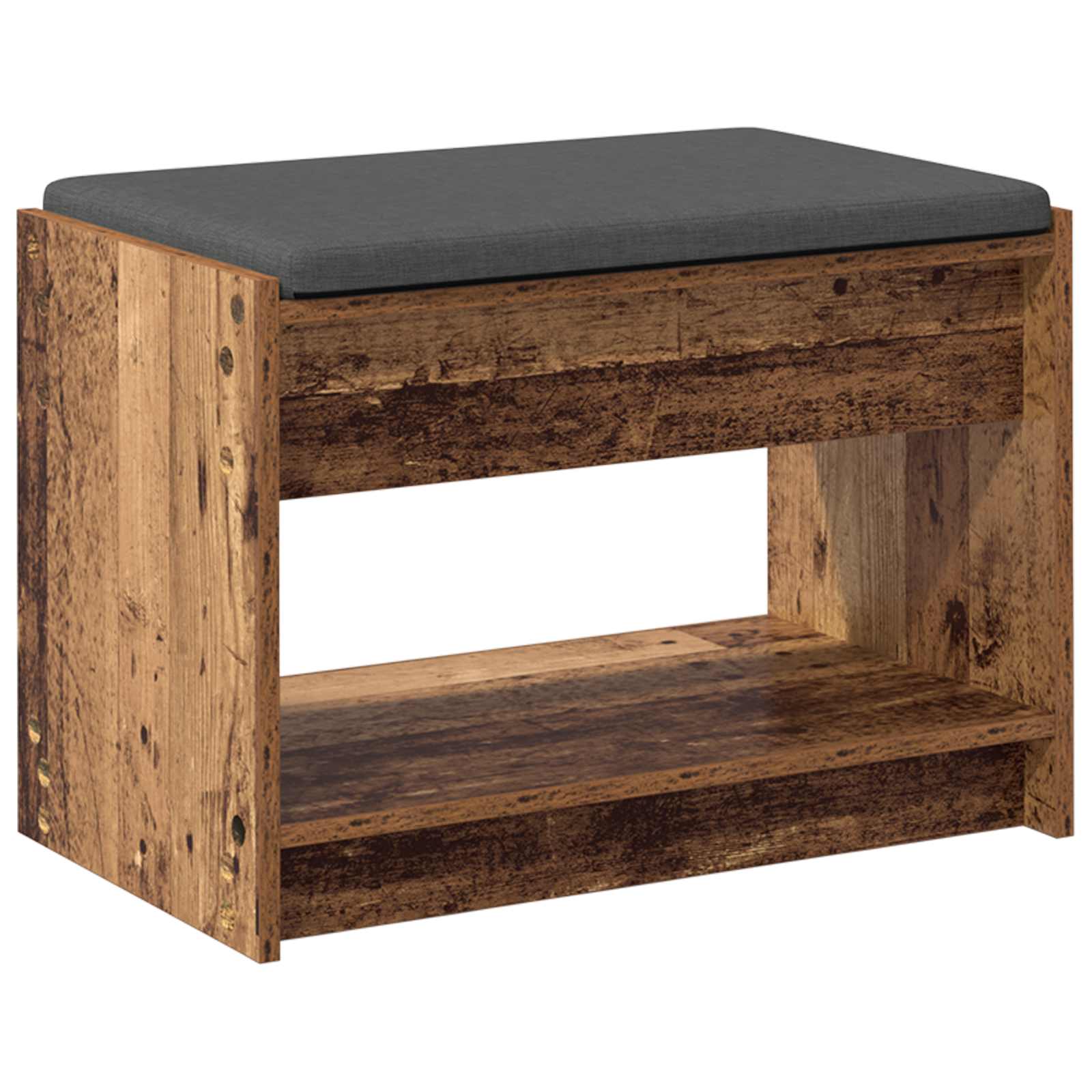 Panca per ingresso con cuscino Legno vecchio 63 x 38 x 45 cm