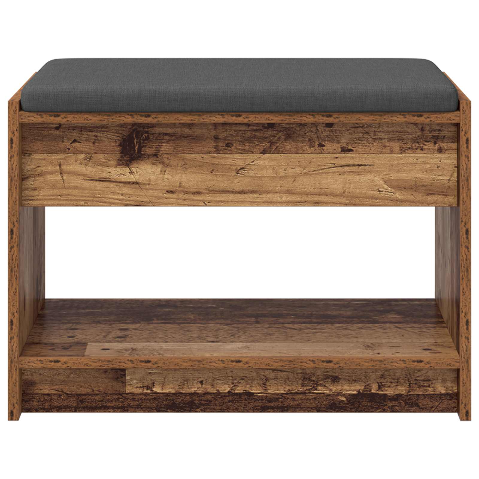Panca per ingresso con cuscino Legno vecchio 63 x 38 x 45 cm