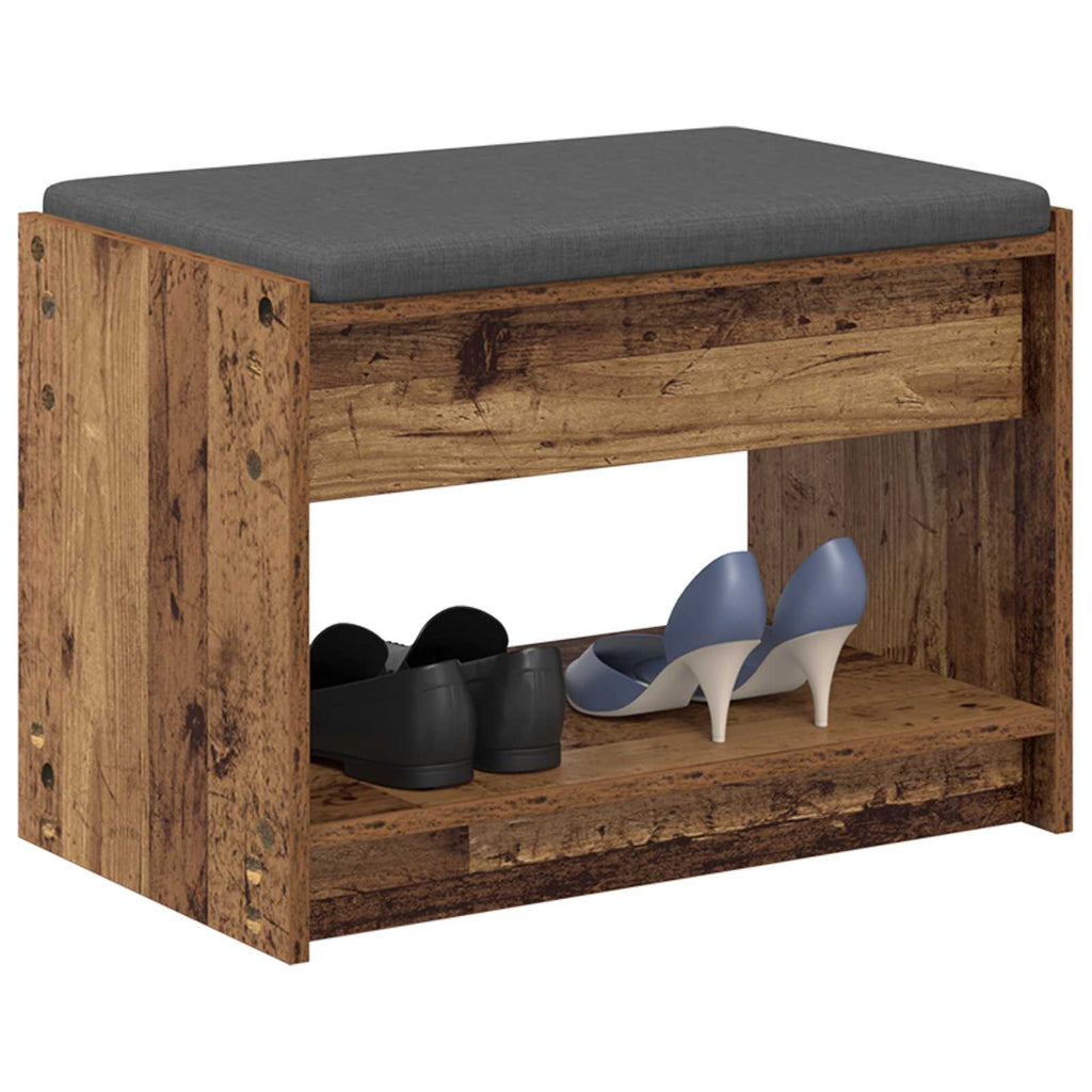 Panca per ingresso con cuscino Legno vecchio 63 x 38 x 45 cm