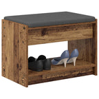 Panca per ingresso con cuscino Legno vecchio 63 x 38 x 45 cm
