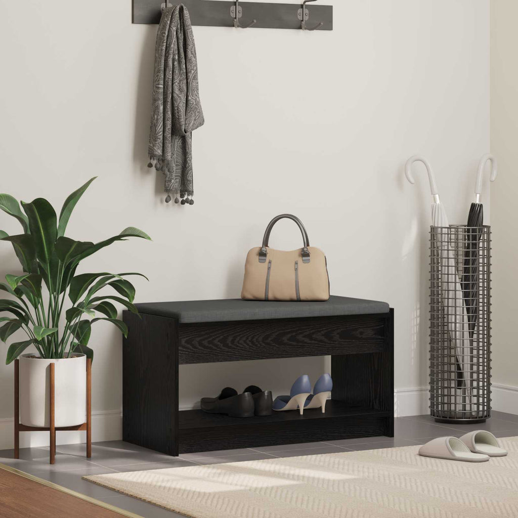 Panca per ingresso con cuscino Rovere Nero 83 x 38 x 45 cm