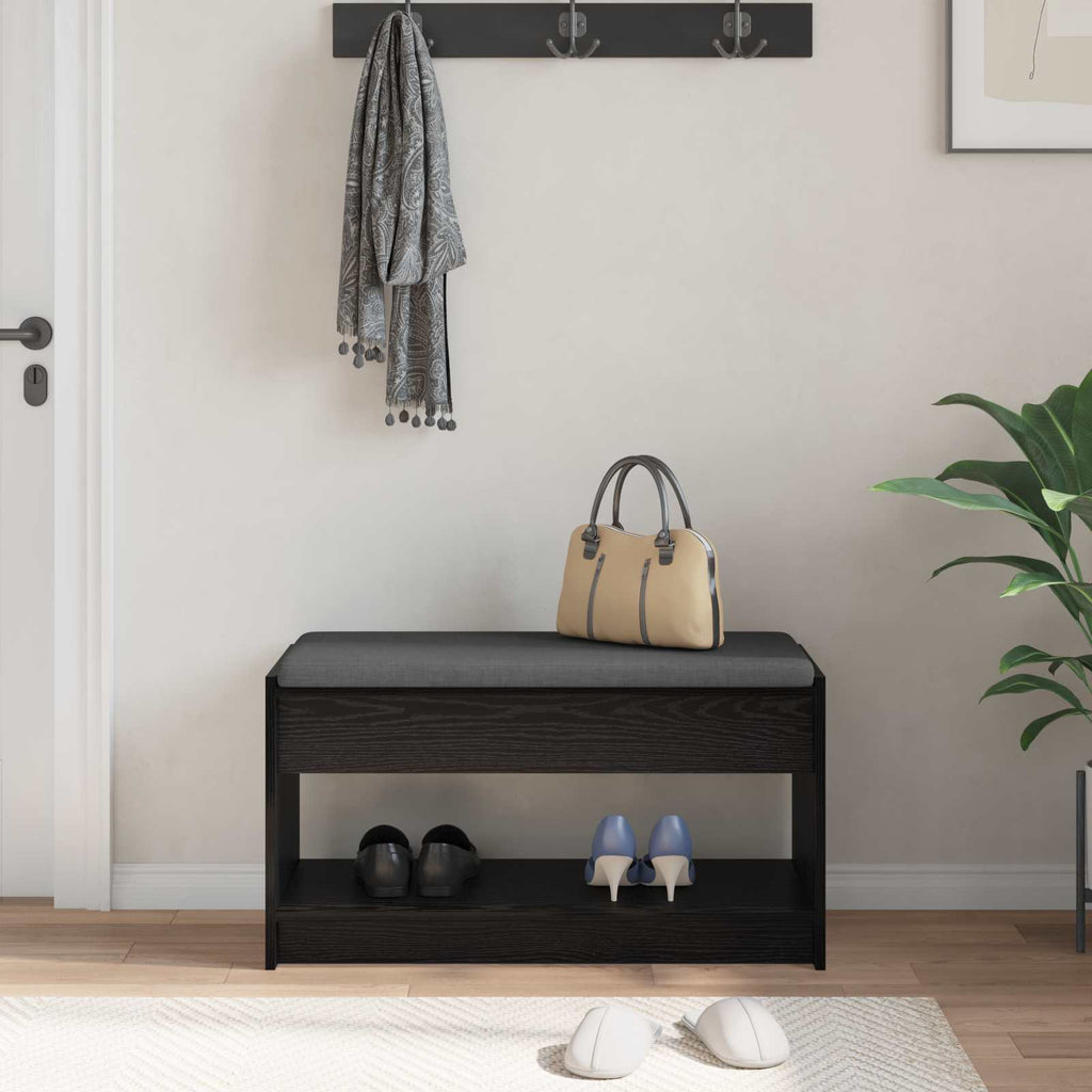 Panca per ingresso con cuscino Rovere Nero 83 x 38 x 45 cm