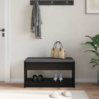 Panca per ingresso con cuscino Rovere Nero 83 x 38 x 45 cm